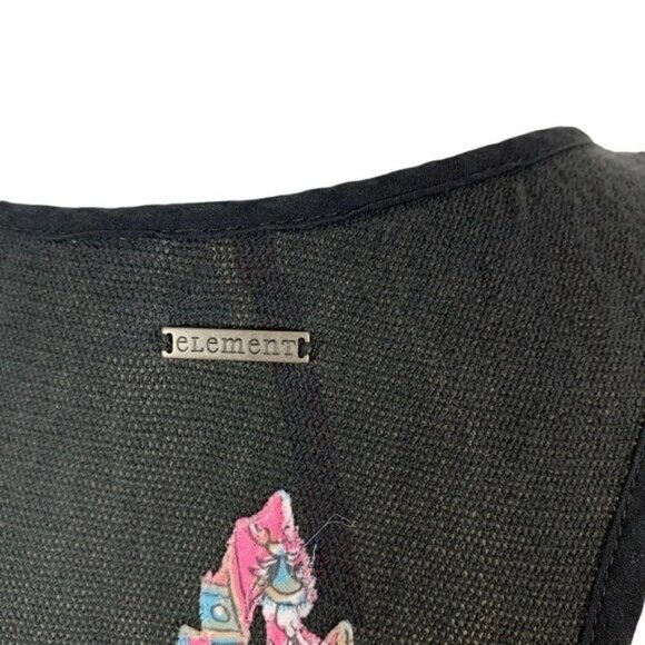 Element Black Sleeveless Mini Dress Medium Boho Floral Festival - Picture 8 of 8